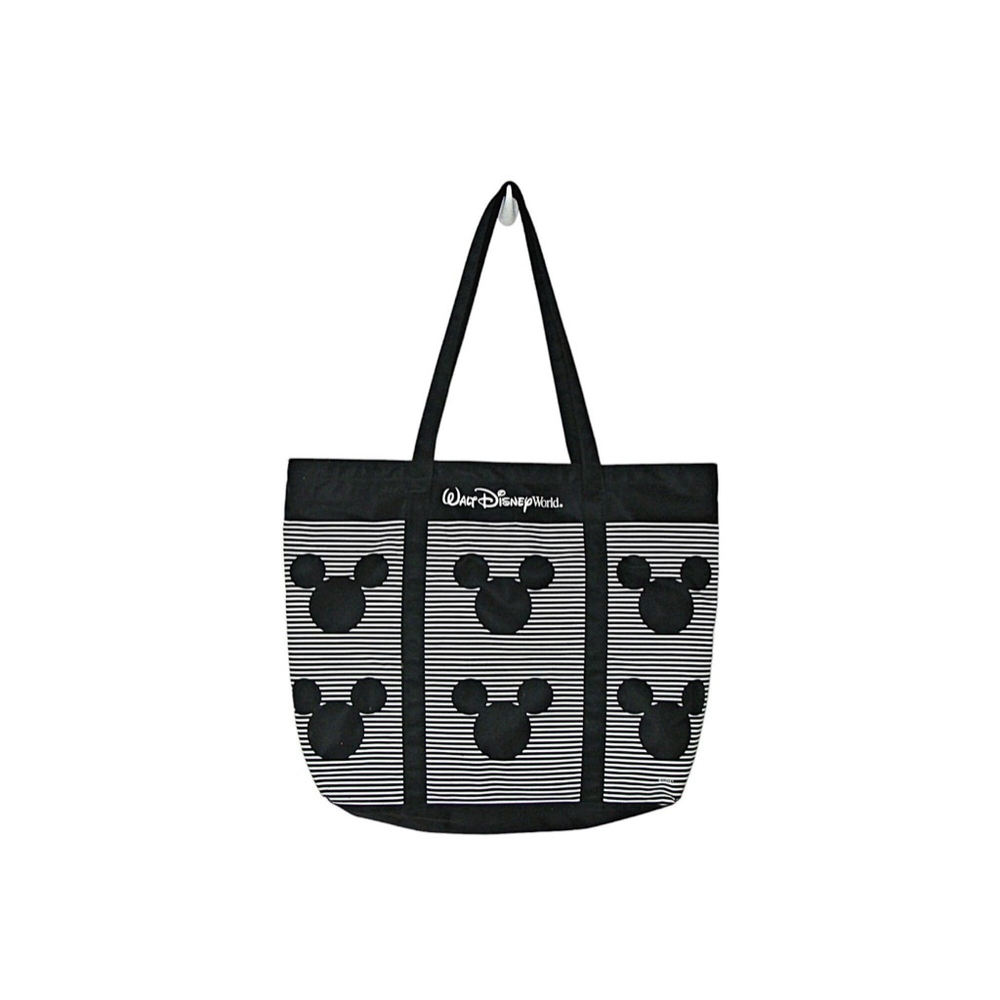 Disney Black and White Mickey Head Stripe Tote